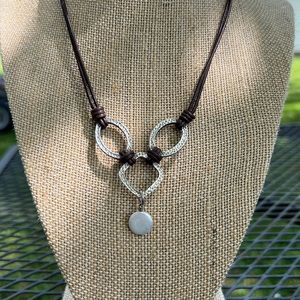 EUC Silpada N1257 retired coin pearl leather necklace